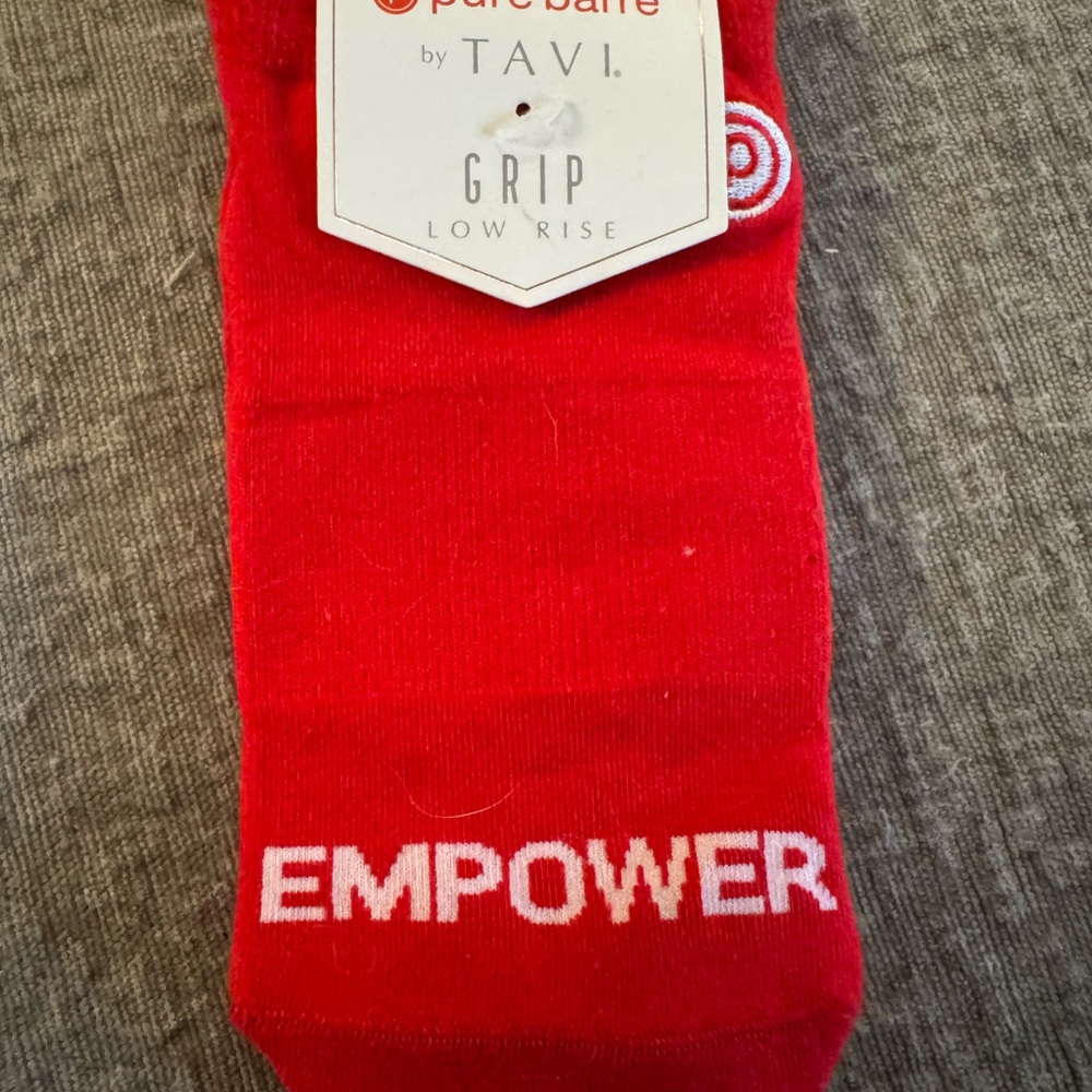 Red Pure Barre by Tavi Empower Low rise Grip Socks
